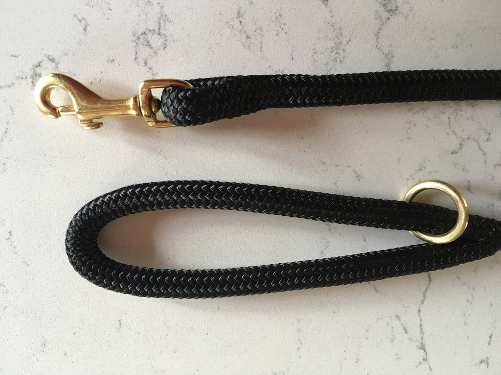 Luxury black rope lead for pampered pooches, handmade in the UK, bespoke orders for dog leads