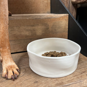 White Designer Dog Bowl - Wibble