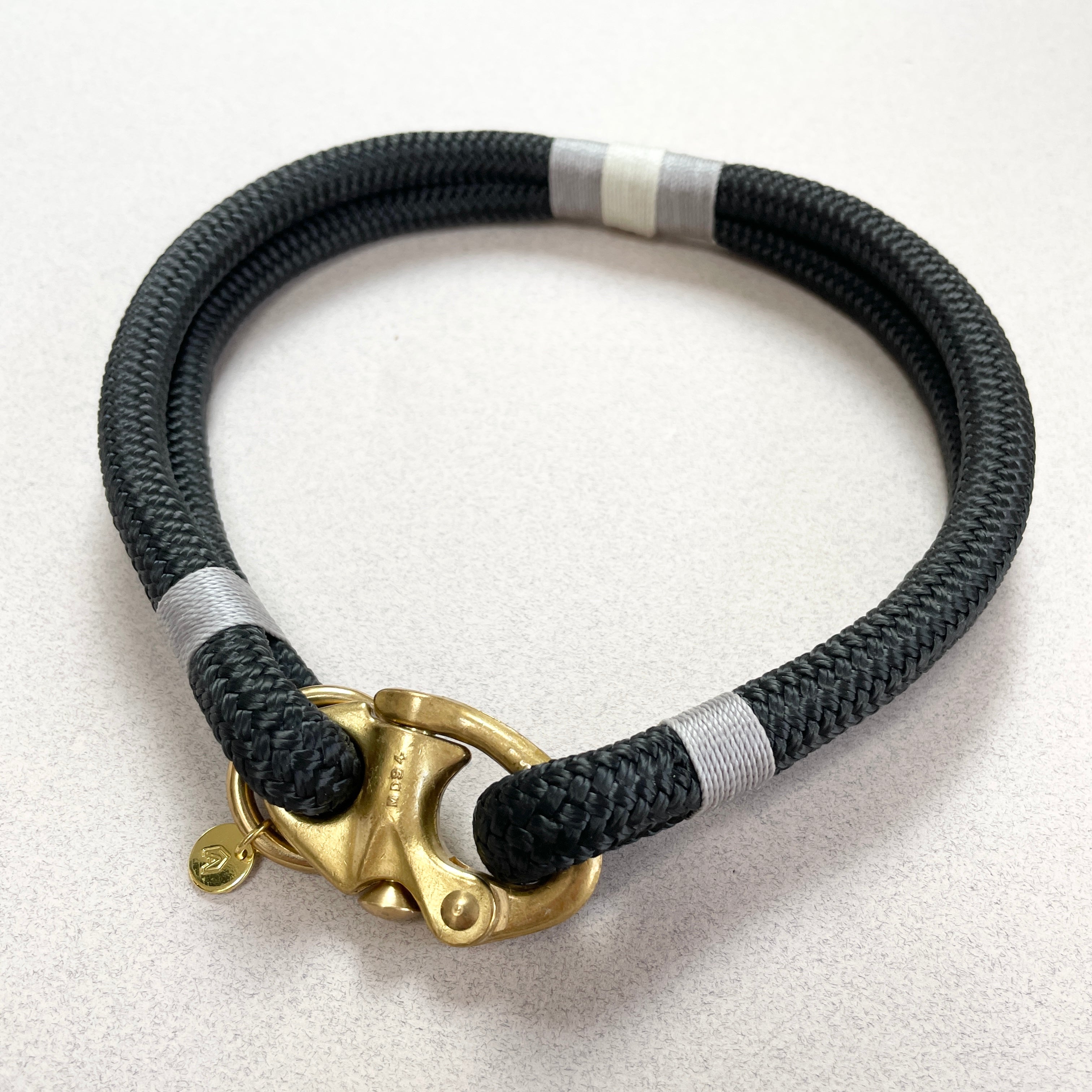 Luxury Rope Dog Collar - Silver Birch
