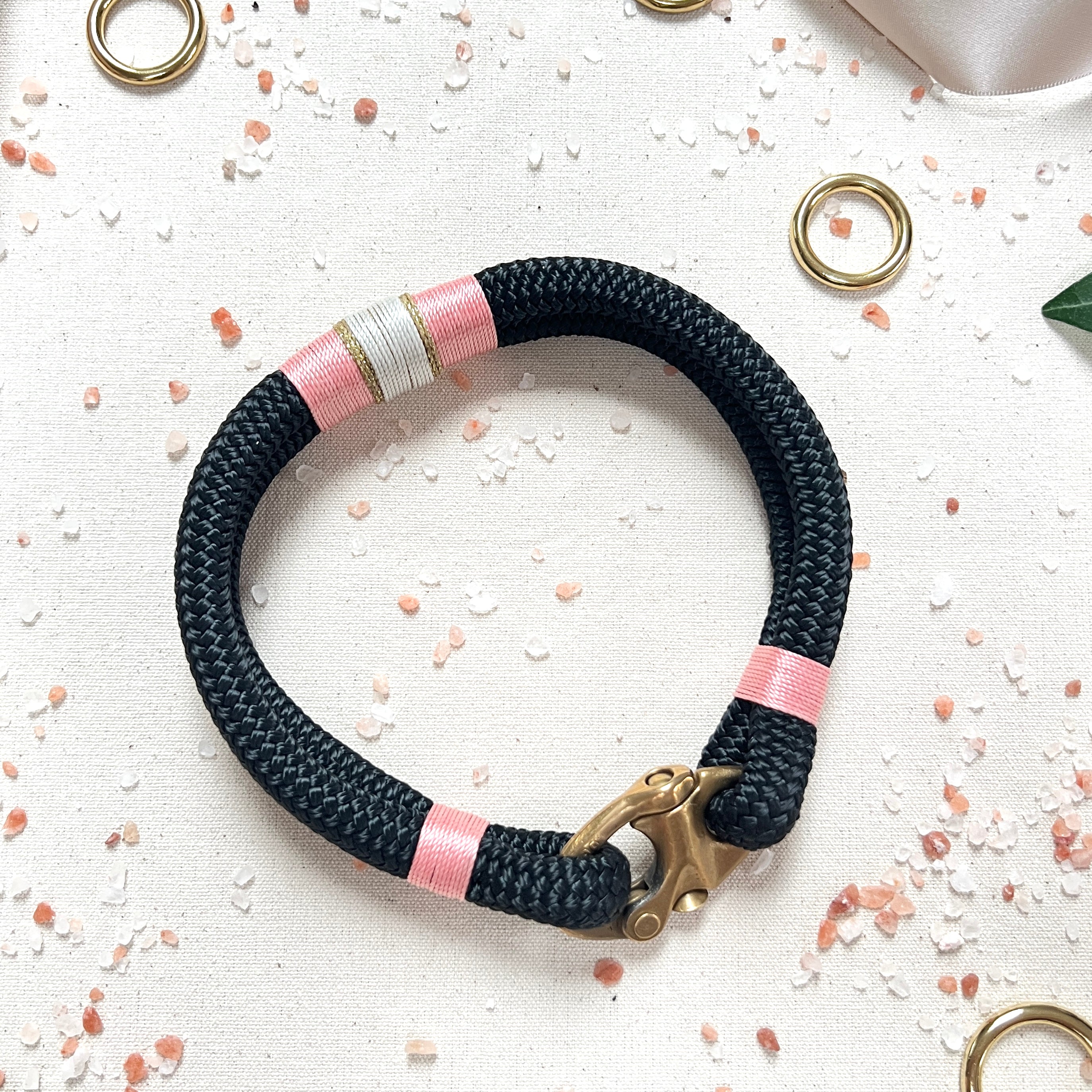 Luxury Rope Dog Collar - Sugar Mouse