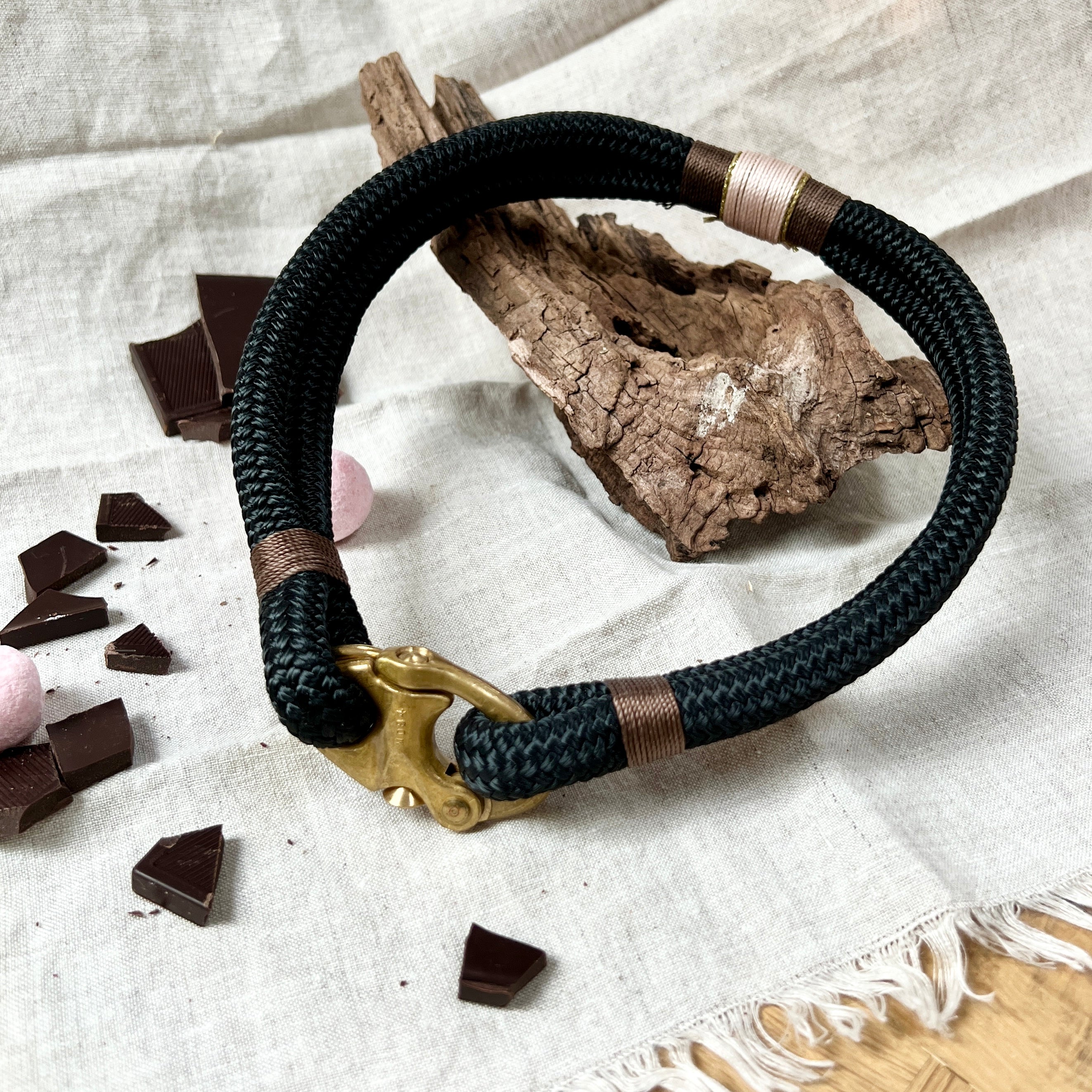 Luxury Rope Dog Collar - Champange Truffle