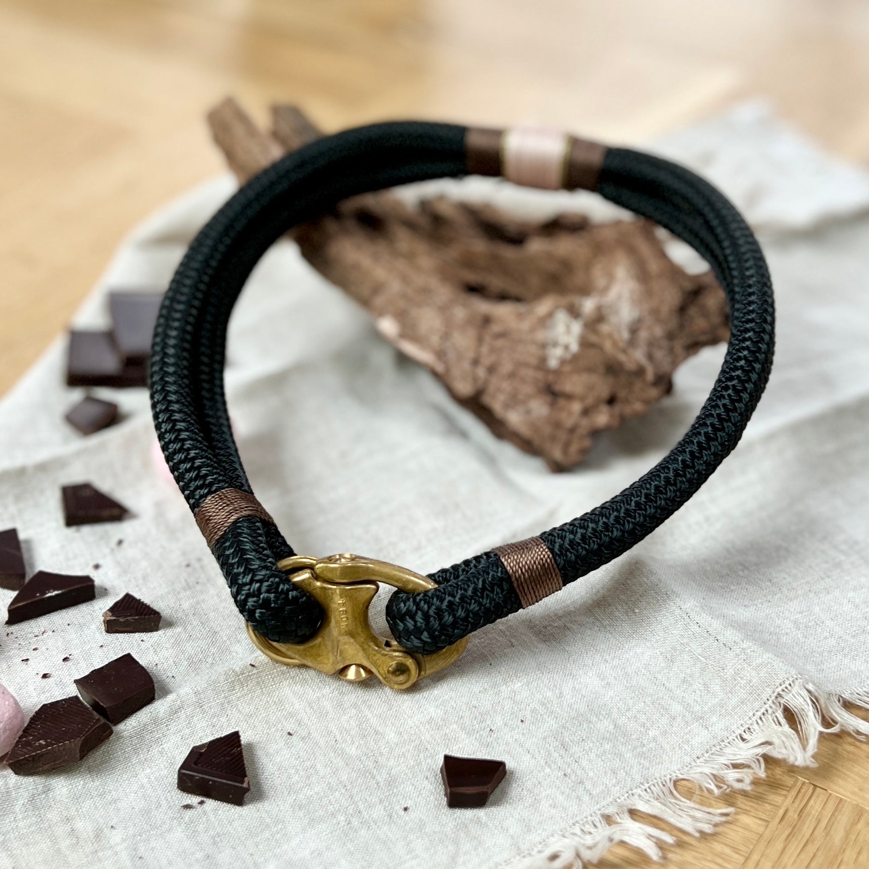 Luxury Rope Dog Collar - Champange Truffle