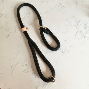 quality chunky slip lead for working dogs, leather detail. Labrador Retriever working, Spaniel, Pointer