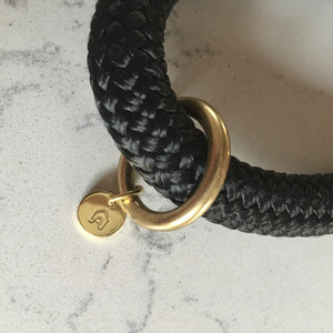 Solid brass detail on luxury black rope slip lead for big dogs, labrador Retriever, Spaniel, German Short hairedPointer, 