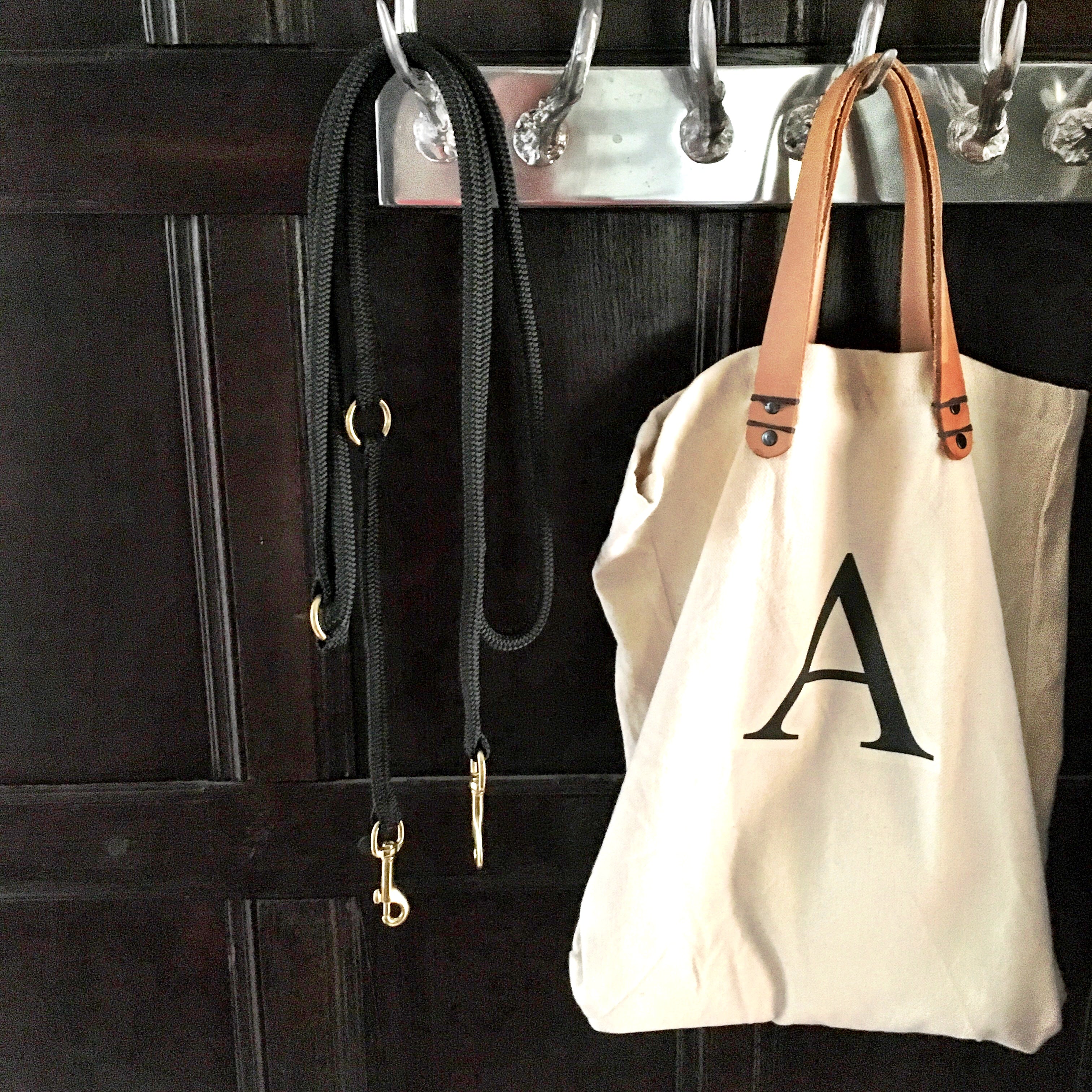 Luxury dog lead hanging in beautiful rural farmhouse hallway